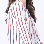 Women Red & Navy Blue Regular Fit Striped Sleep Shirt