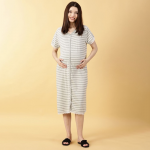 Striped Front Open Maternity Nightdress