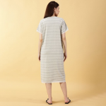 Striped Front Open Maternity Nightdress